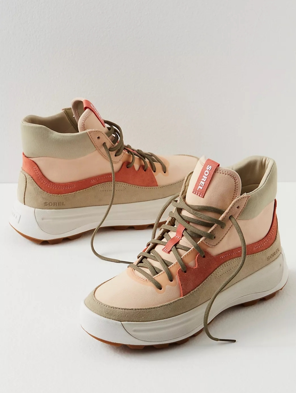 Sorel Beige Coral ONA High Top Suede Sneakers Womens Size 7